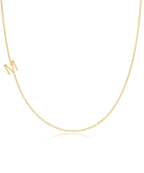 Maya Brenner Asymmetrical Letter Necklace (1–3 letters, 14k yellow gold)