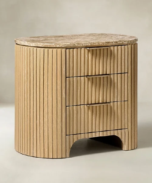 Galatea 3-Drawer Nightstand Chest with Built-In Outlets